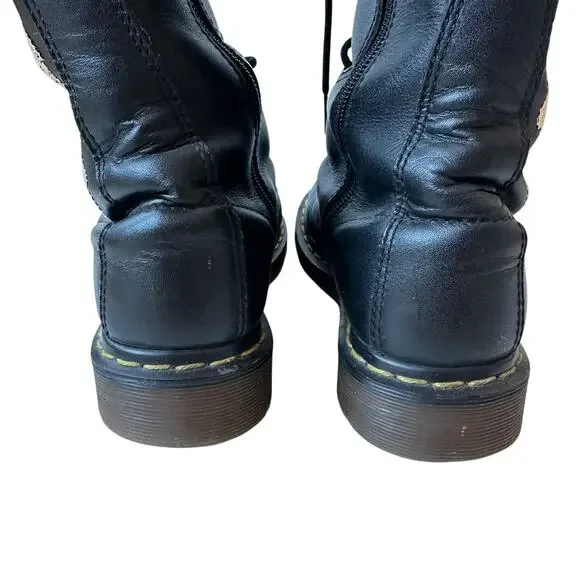 Dr. Martens Celeste Combat Boots Black Leather Angel Wings Women's Size 8 - Picture 9 of 11